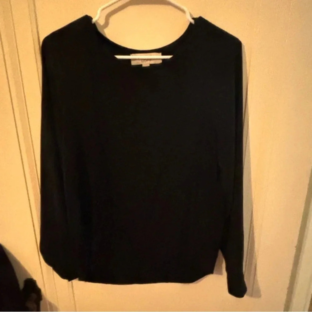 LOFT Black Long Sleeve polyester T-Shirt - Size Medium